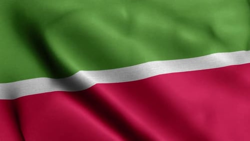 Realistic Waving Flag with Green, White, and Red Horizontal Stripes