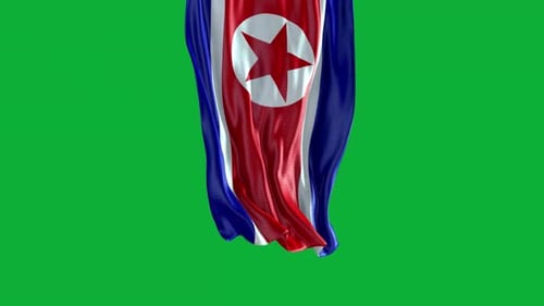 North Korea Flag Waving on Green Screen
