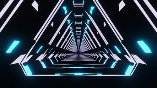 Neon Lights Triangles Tunnel