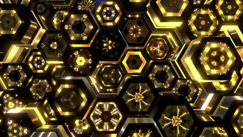 Goldene und schwarze Sechsecke