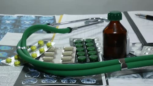 Doctor's Working Table In A Modern Hospital