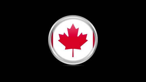 Glossy Canadian Flag Icon Reveal Animation