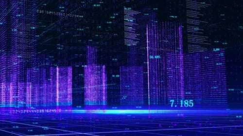 Smart City Concept Buildings with Internet and Holographic Tech