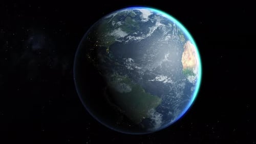 Realistic Rotating Planet Earth in Dark Space