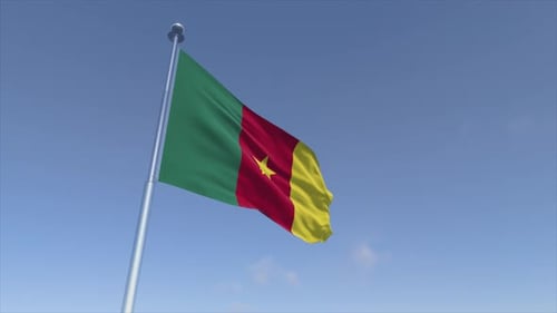 Realistic Cameroon Flag Waving Animation on Pole