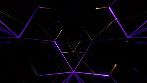 Purple And Yellow Neon Rhomboid Tunnel Background Vj Loop In 4K