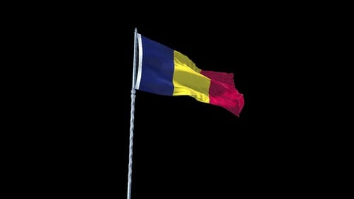 Romania Flag Waving Loop with Alpha Channel