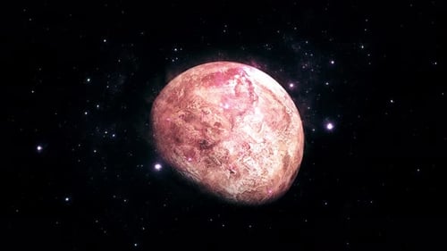 Abstract Pink Planet Rotating in Deep Space