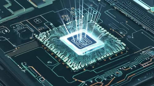 Motherboard with Chips Transferring Network Signals