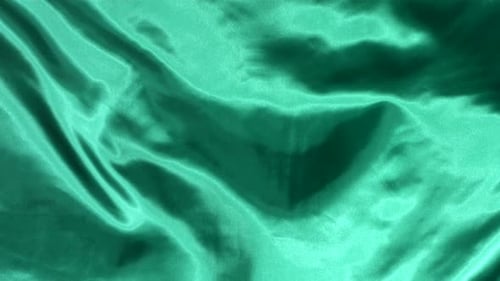 Green Satin Fabric Blowing in the Wind Abstract Background Abstract