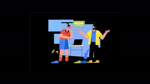 Flat Design 404 Not Found Error Webpage Animation