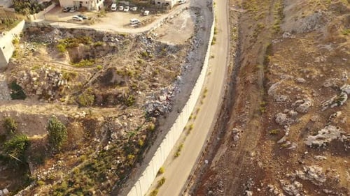 Israel Palestine security concrete wall- aerial view