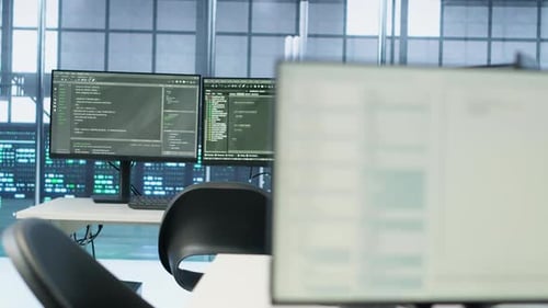 Computers in Empty Data Center Facility Managing Servers Energy Consumption