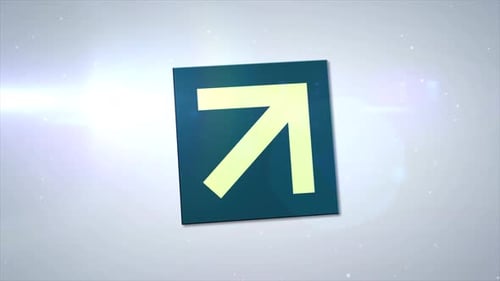 Rotating Square with Arrow on White Background