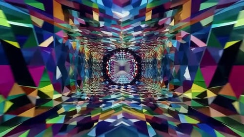 Vibrant Colorful Geometric Kaleidoscope Tunnel VJ Loop