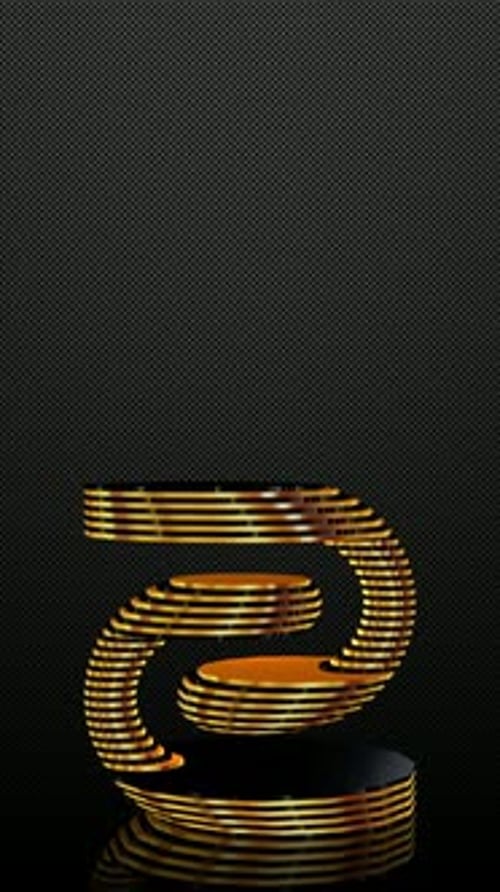 Vertical Background, Black and Gold Figure, Unique Design, Exclusive, 3D Render, Shape, Mirror
