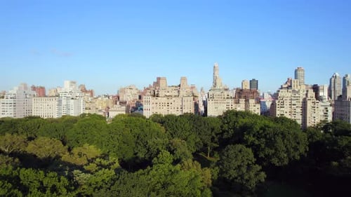 September 2021 - 4K aerial of Manhattan from Central Park, NYC, USA