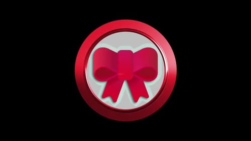 3D Animated Red Gift Bow Rotating Icon