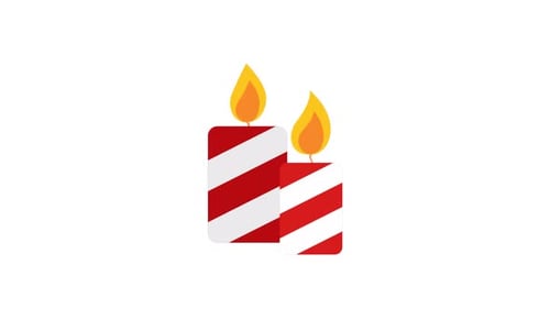 Animated Flat Design Christmas Striped Candles