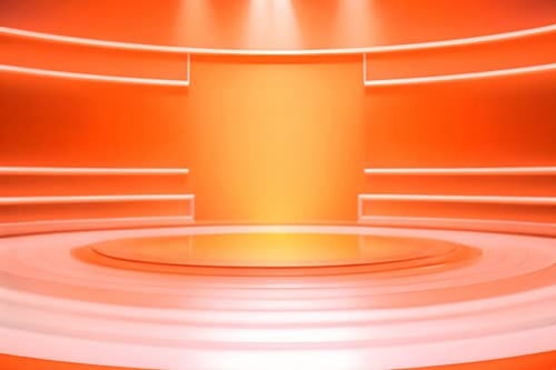 podium Futuristic showcase with platform for product displaying. Empty modern stage display