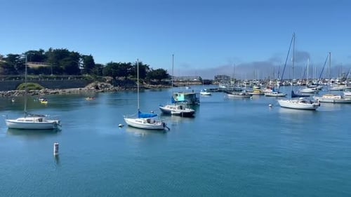 Fisherman's Wharf in Cannery Row. View of yachts in the Marina.