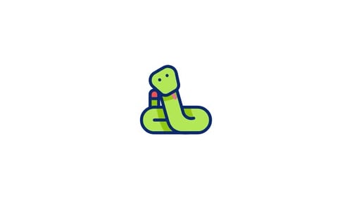 Flat Design Green Snake Wiggling Animation