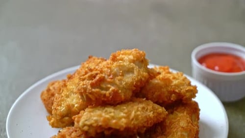 fried chicken wings with ketchup