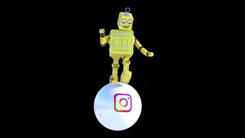 Yellow Funny Cartoon Robot Loopable With Alpha channel included - Instagram