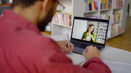 Student Attends Online Class in Bright Library