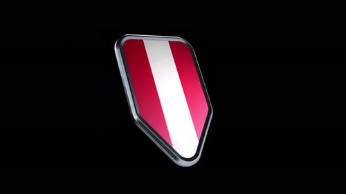 Rotating Glossy 3D Shield with Flag Emblem Animation
