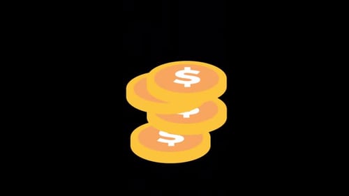 Flat Design Dollar Coins Stacking Animation