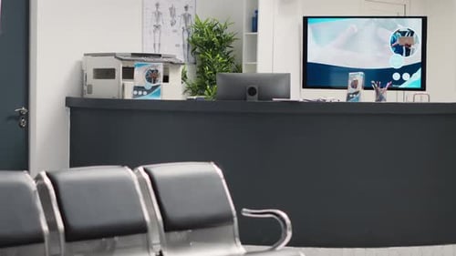 Empty Waiting Room Inside Modern Hospital