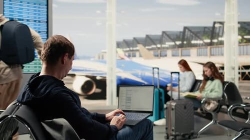 Man Digital Nomad Focused on Programming System Development