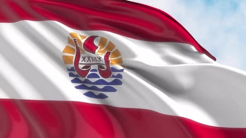 French Polynesia Flag Waving Realistic Seamless Animation