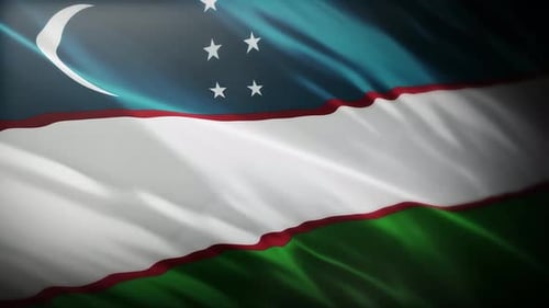 Uzbekistan Flag Waving Animated Clip