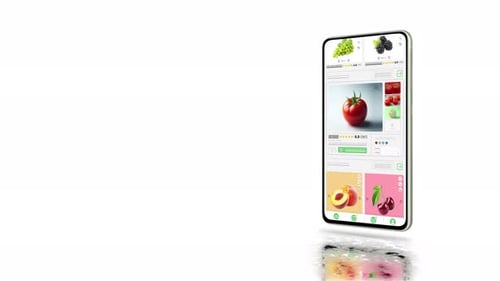Smartphone Grocery Shopping App with Delivery Animation