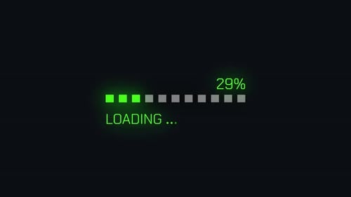 Modern Green Glowing Progress Bar Loading Screen 0-100 Percent