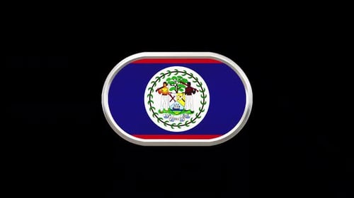Animated Belize Flag 3D Rotating Oval Emblem