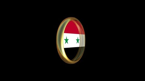 Modern 3D Syria Flag Golden Emblem Rotation