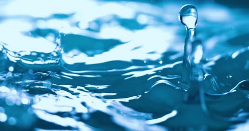Blue Water Flowing and Rippling in Slow Motion