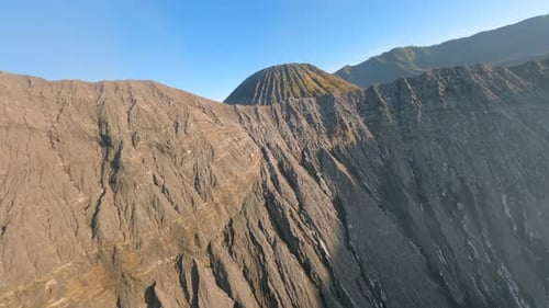 Cinematic FPV Drone Flight Over Mount Bromo Crater Toward Mount Batok Indonesia
