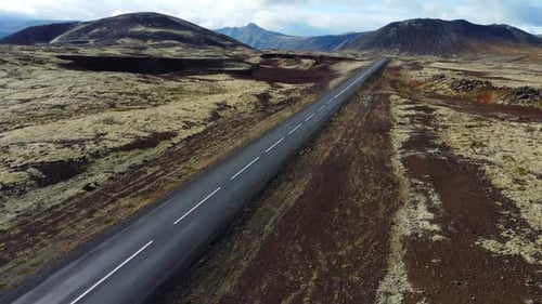 Iceland Road Landscape Beautiful Volcanic Nature in Sunny Weather Travel Destination Road Number One
