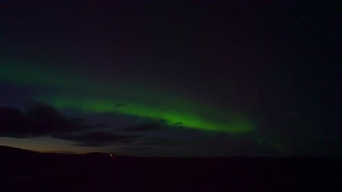 Green Northern Lights Aurora Timelapse in Night Sky Iceland