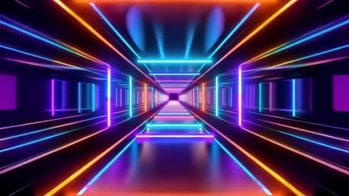 Boucle SciFi VJ d'animation futuriste en tunnel au néon