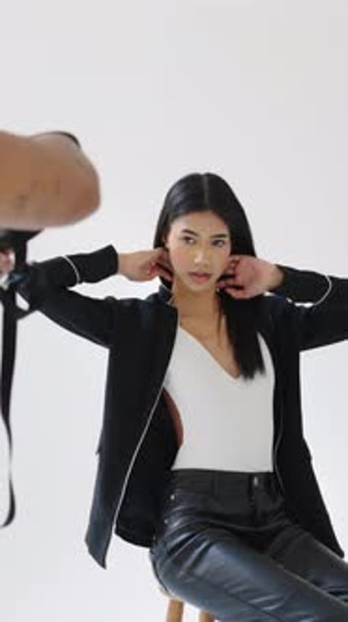 Stylish Model in Studio Fashion Photoshoot