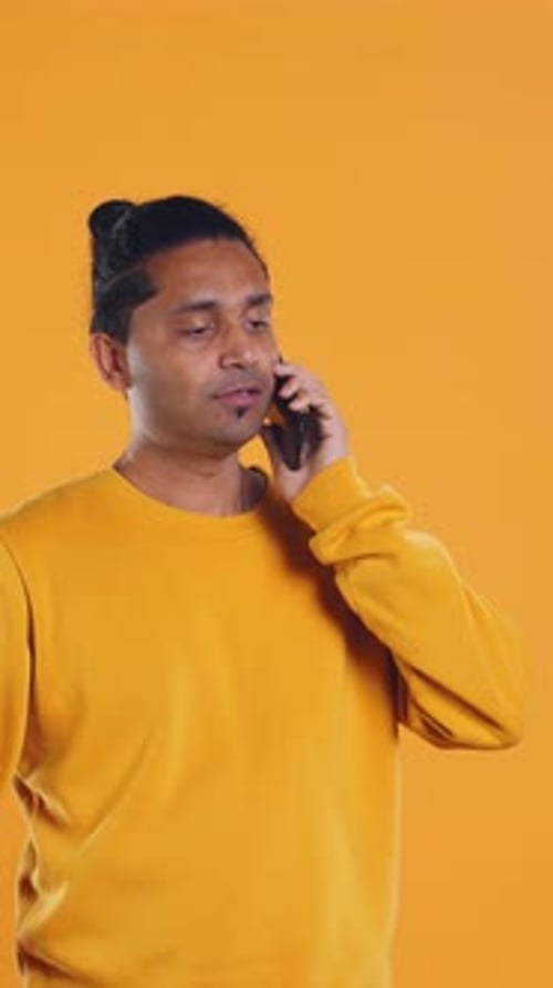 Man Doing Food Delivery Answering Phone Fulfilling Clients Orders