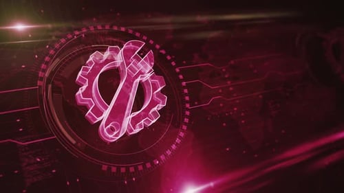 Digitales Konzept für Managementeinstellungen, Zahnradsymbol, Schleife