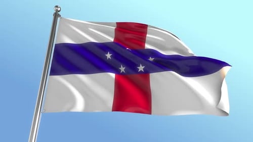 Netherlands Antilles Flag Waving Realistic Animation