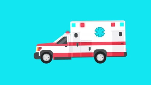 Flat Design Animated Ambulance Driving for Medical Emergency Projects