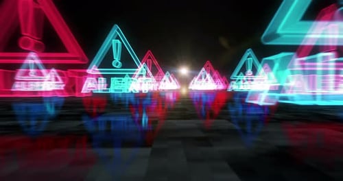 Alert warning symbols loop cyber concept
